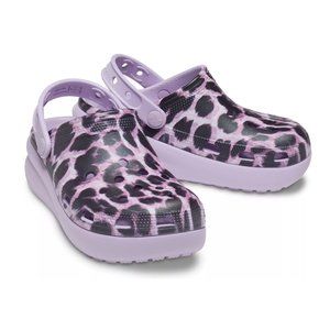CROCS Kids Shoes in Purple Leopard Print